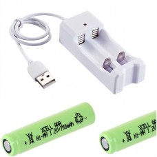 2 μπαταρίες ΑΑΑ Ni-Mh 700mAh με φορτιστή USB διπλό