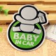 Baby in Car Αυτοκόλλητο Αυτοκινήτου Αλουμινίου Green